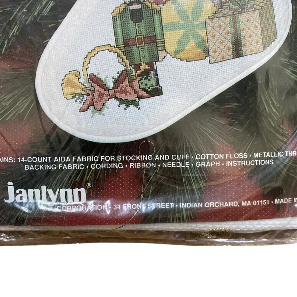 1991 JANLYNN Toys of Yesteryear Christmas Stocking Counted Cross Stitch Kit NEW